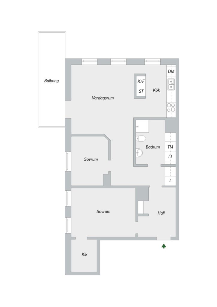 Planritning, Sturehillsvägen 16, 6/6 tr
