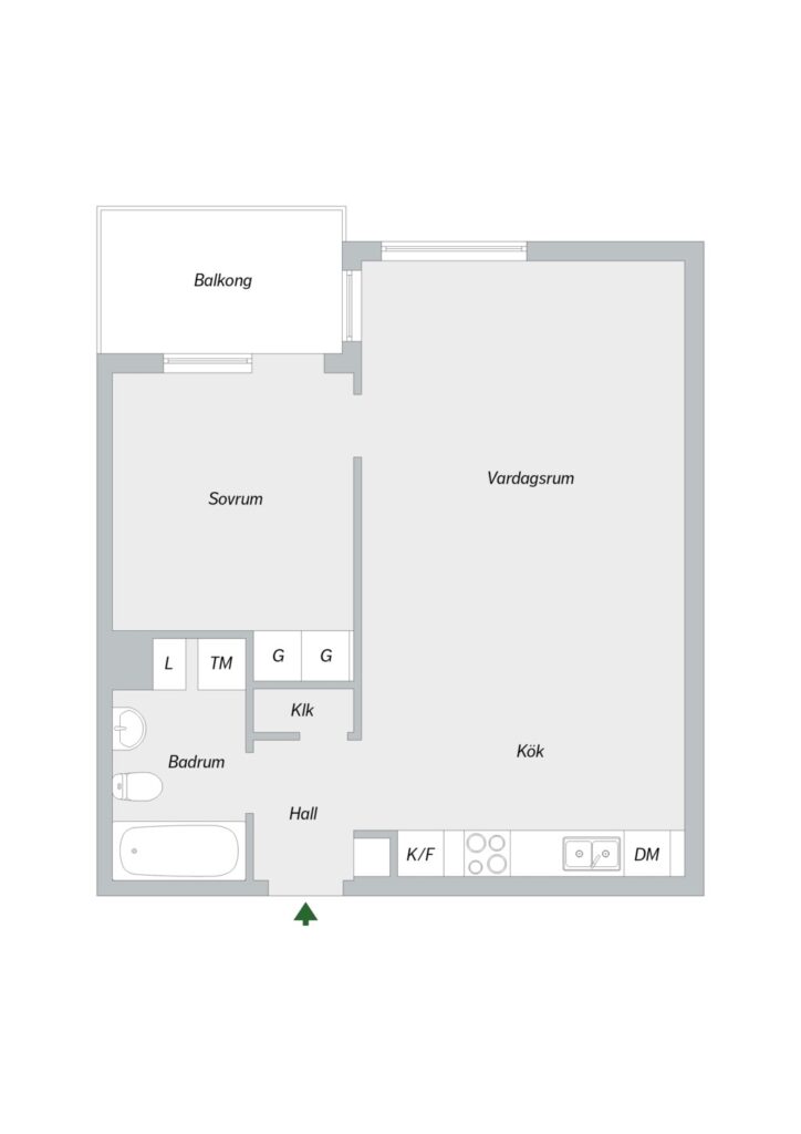 Planritning, Hildebergsvägen 14, 1tr